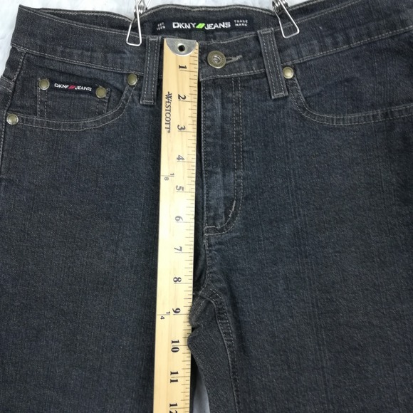 DKNY Womens Jeans Boot Cut Denim Black Rinse Low Rise Heavy 4 - Picture 3 of 10